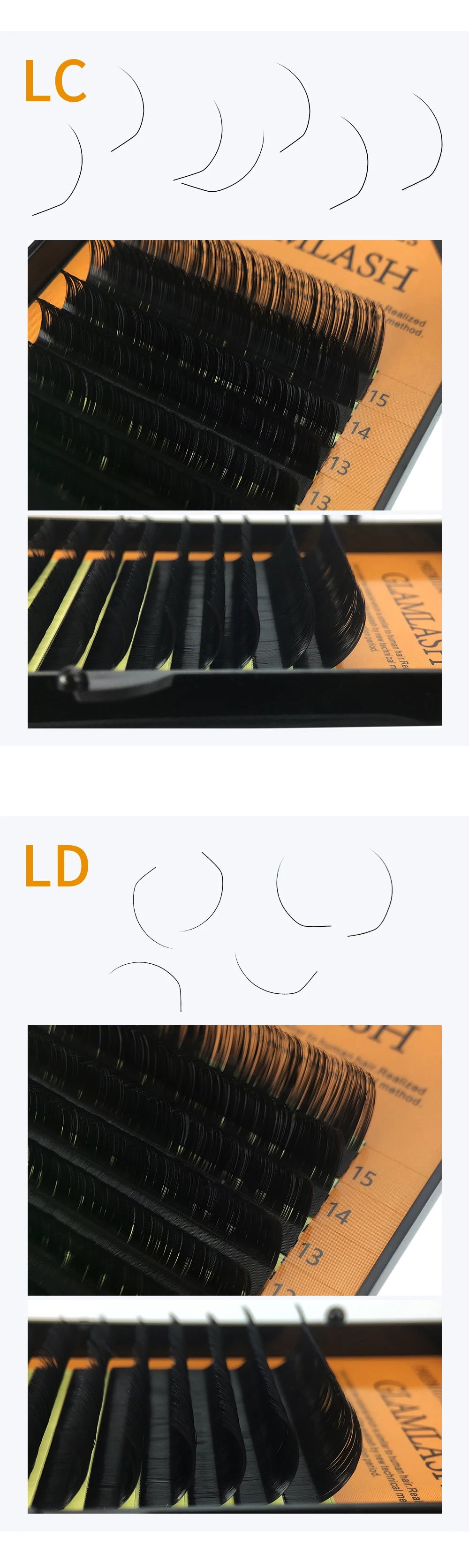 GLAMLASH L/L+/LC/LD/LU/M/N Curl Eyelashes Extension 16rows/tray Mix Matt Black Individual Makeup Tool False Lashes