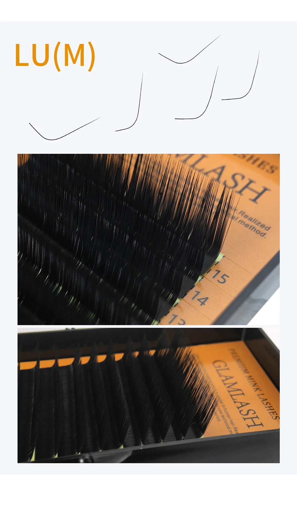 GLAMLASH L/L+/LC/LD/LU/M/N Curl Eyelashes Extension 16rows/tray Mix Matt Black Individual Makeup Tool False Lashes