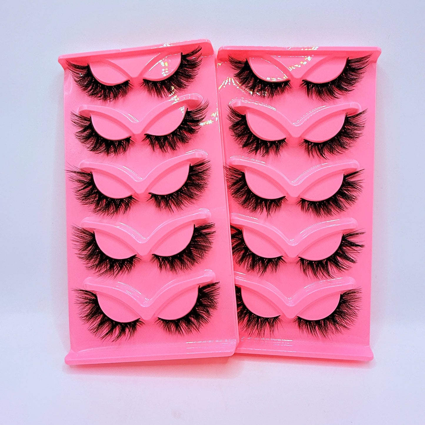 Hot Selling Makeup 5 Pairs Cat Eye Lashes Faux False Eyelashes Dramatic Volume Strip Lashes