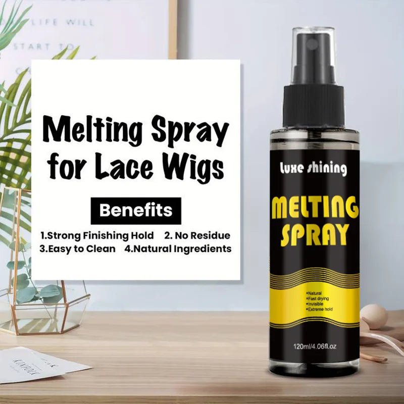 120Ml Lace Melting Spray Seamless Finish Glue Spray Wig Melting Spray & Hair Adhesive For Lace Wigs Strong Invisible Lace Glue