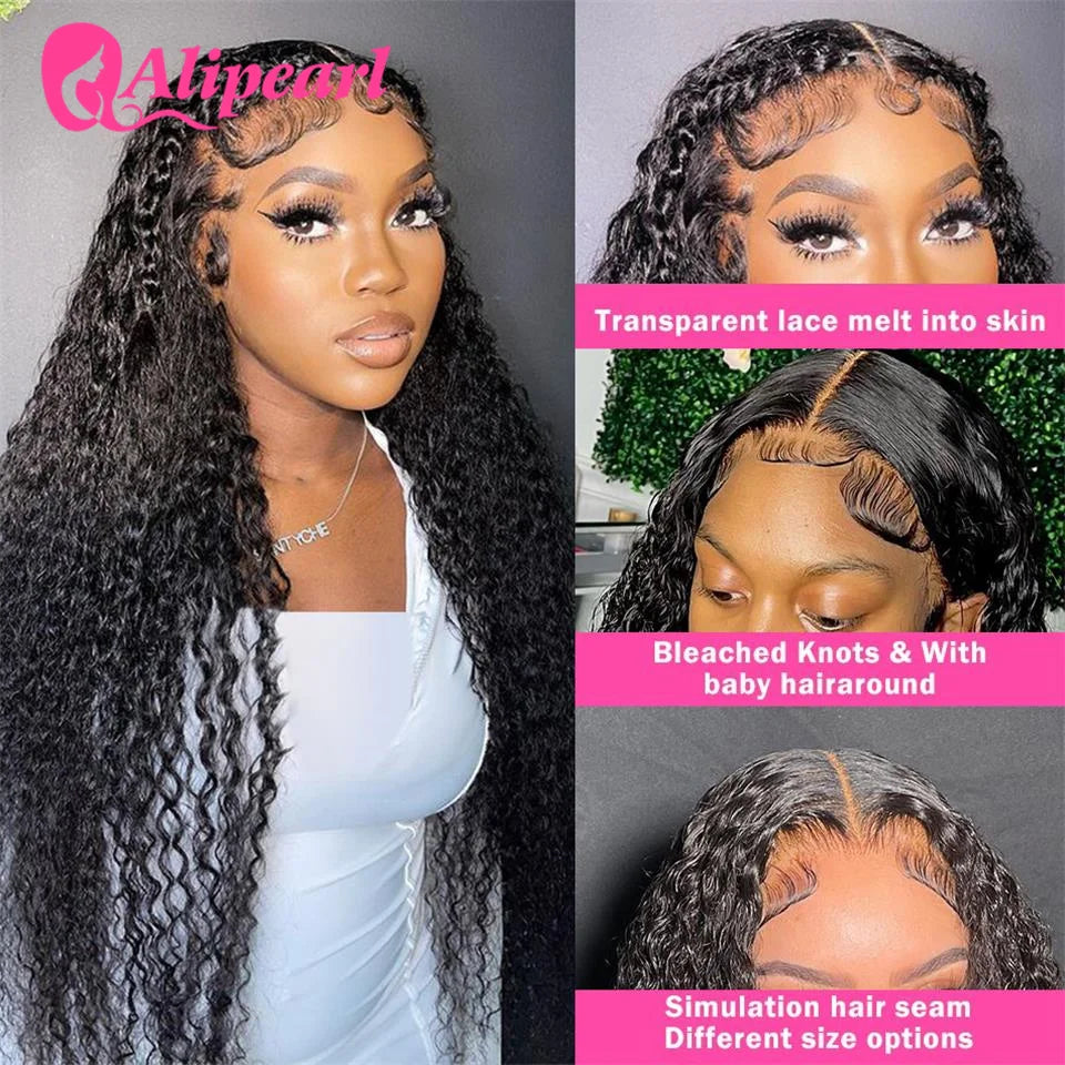 AliPearl 30Inch Lace Front Human Hair Wigs Brazilian Kinky Curly 13x4 Wig For Women Pre Plucked 180% Density