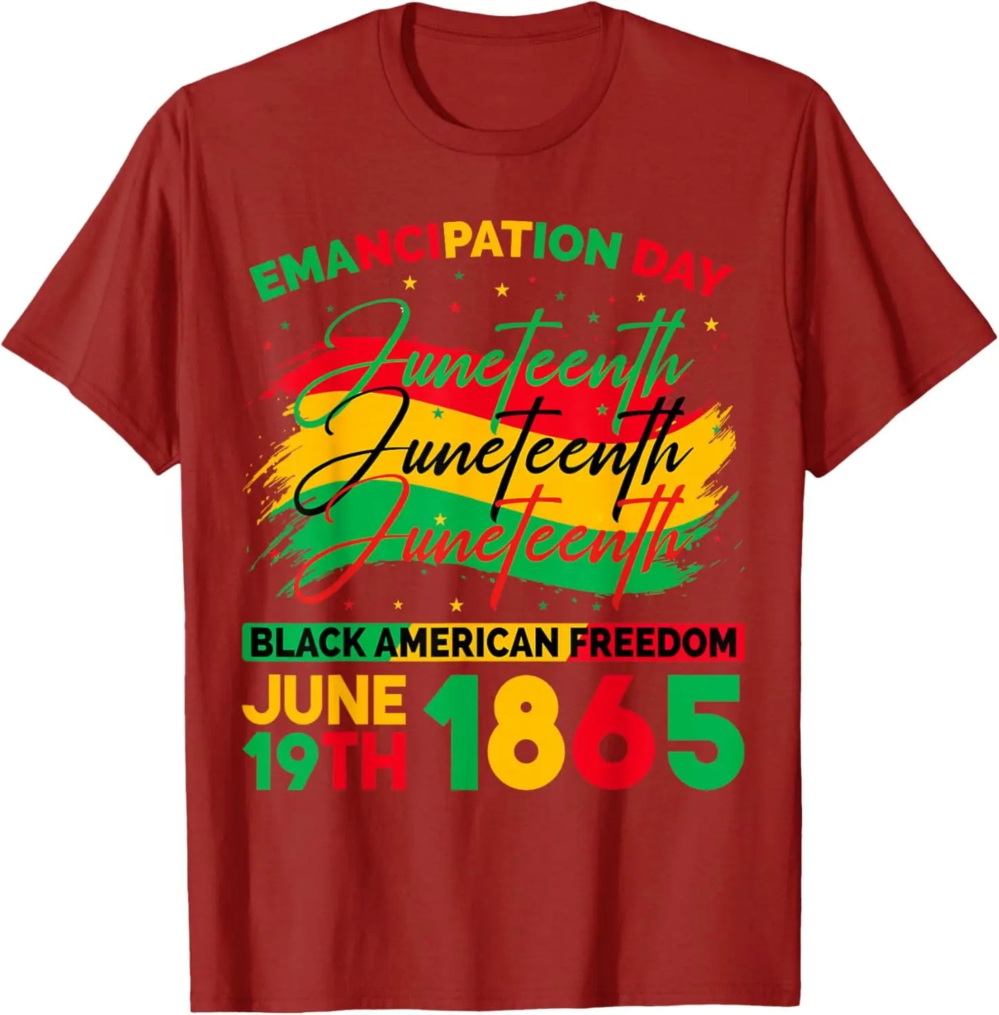 "Juneteenth 1865 Black American Freedom" Emancipation Day T-Shirt Men Women Fashion June 19th Celebration Tees Gifts