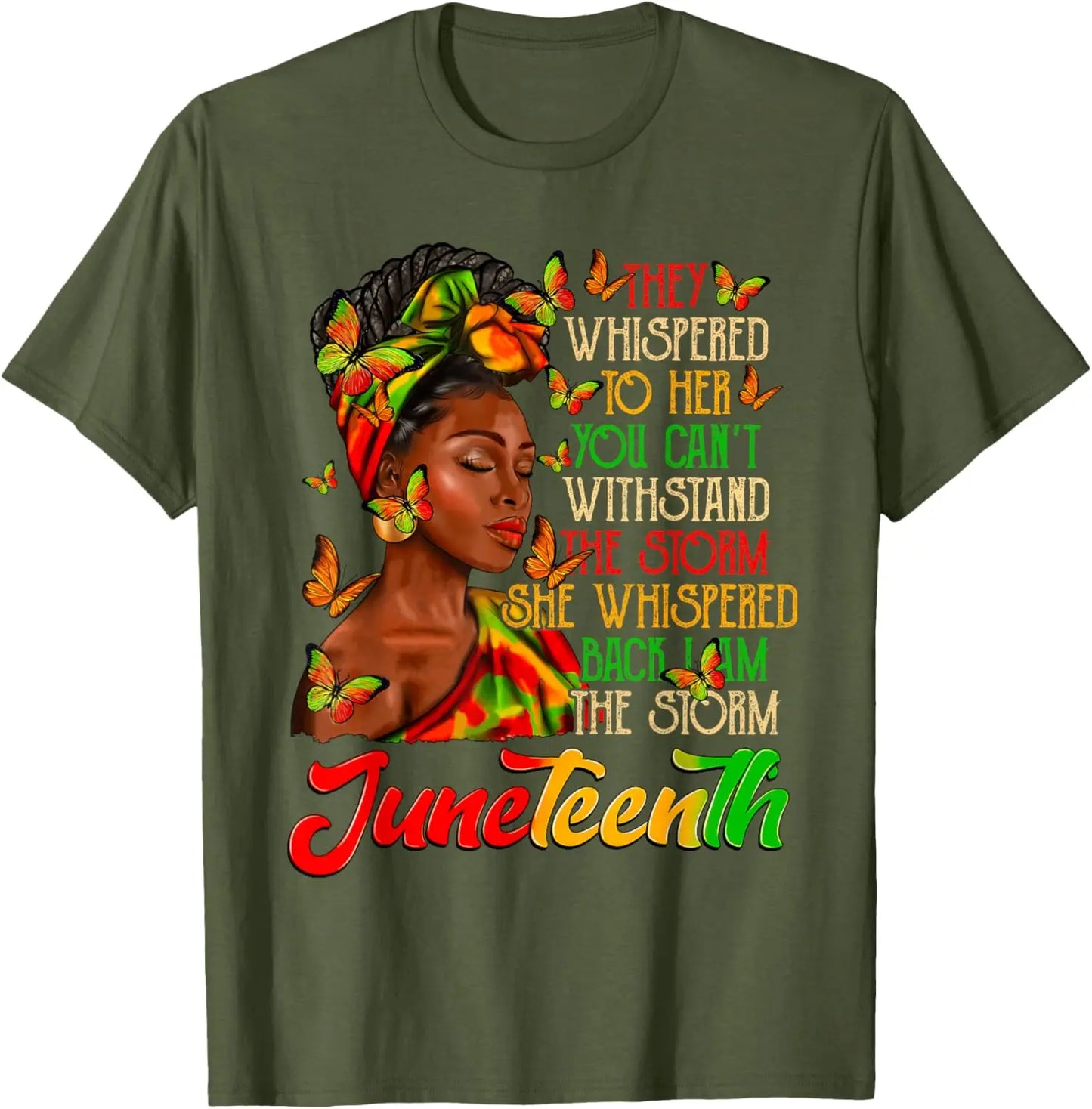 "Juneteenth Black Queen I Am The Storm" Print T Shirts Men Women Black American Feedom 1865 Juneteenth Tees  Gifts