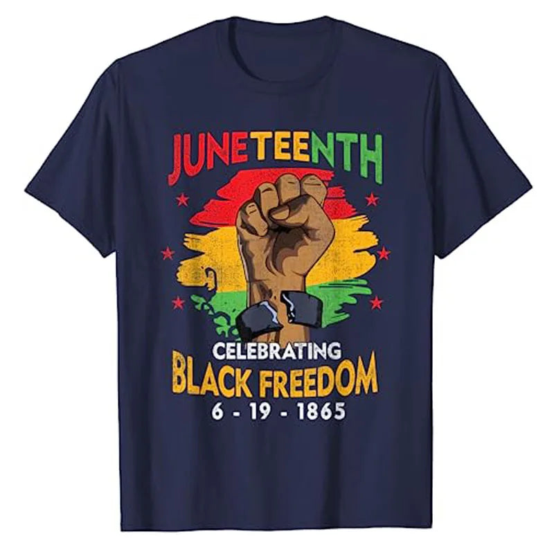Juneteenth T-Shirt Women Juneteenth Shirts African American Tee Black Freedom Day Pride Graphic Outfits Cotton Short Sleeve Tops