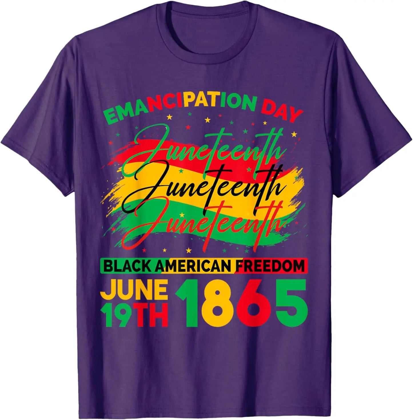 "Juneteenth 1865 Black American Freedom" Emancipation Day T-Shirt Men Women Fashion June 19th Celebration Tees Gifts
