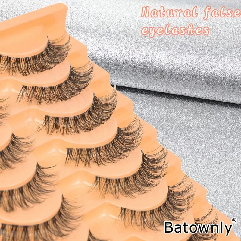 10 pairs of false eyelashes, naturally thick and curled 3D transparent shaft human hair, 6-15mm comfortable and soft