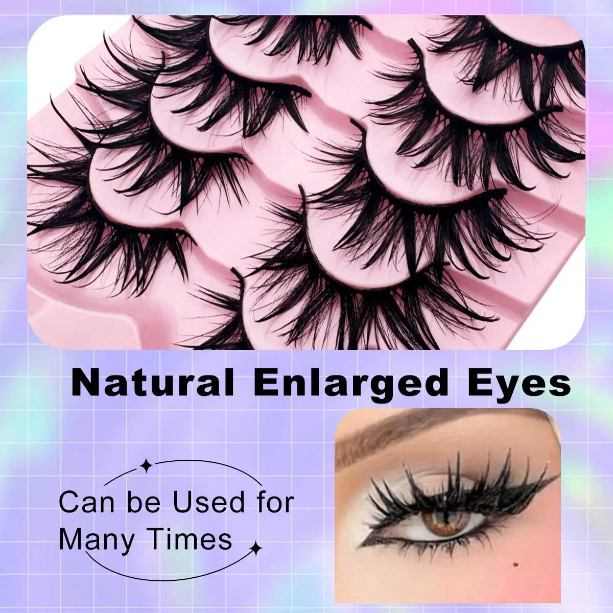 5 Pairs Fashionable Wet Look False Eyelashes, Beautiful, Unique, Eye-Catching, Suitable for Parties, vacations, and Halloween