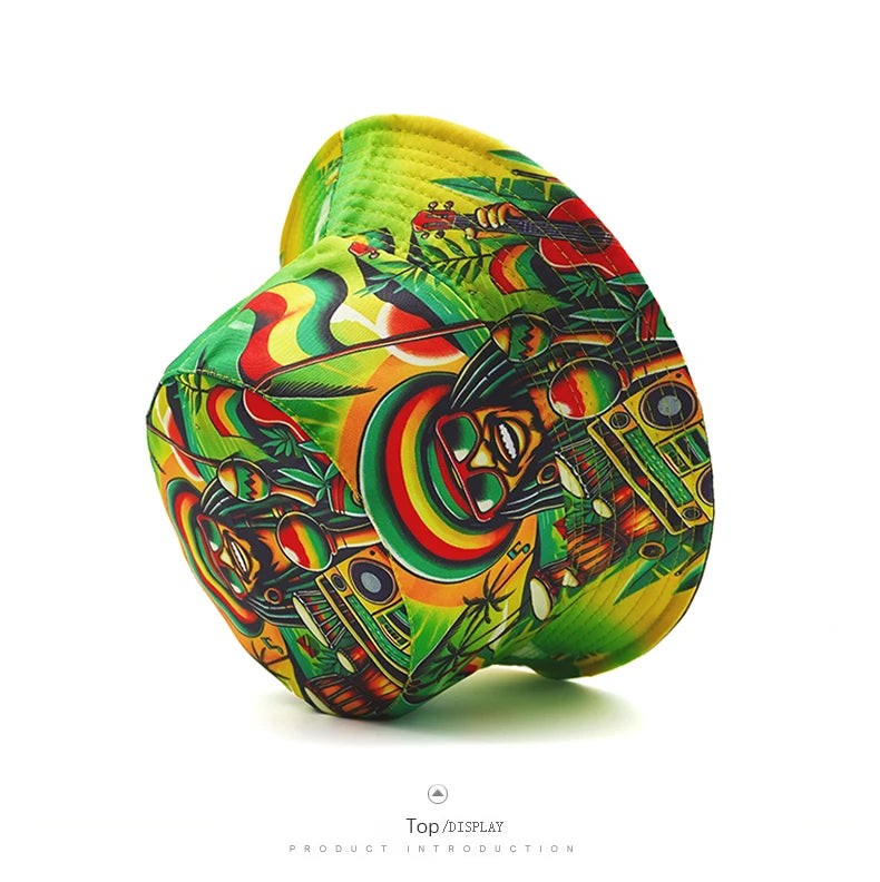 Bocca Rasta Styles Bucket Hat Juneteenth Bob Marley Cartoon Fisherman Hats Reversible Panama Cap Caps For Men And Woman Outdoor