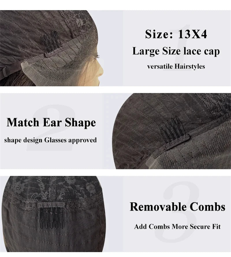 Lace Front Deep Curly Synthetic Wig for Women Dark Brown Glueless Lace Wig Heat Resistant Fiber Pre Plucked Hairline Party Daily