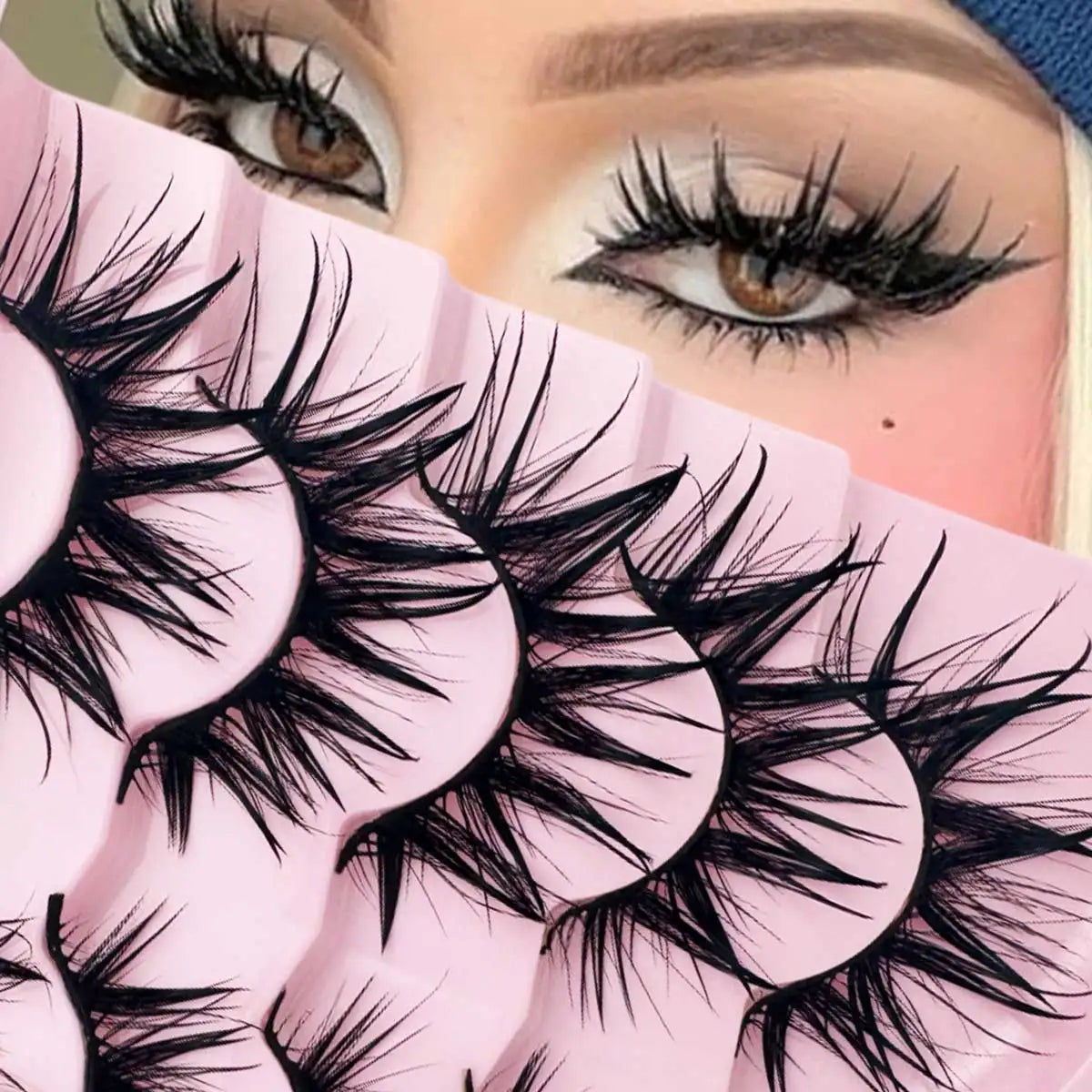 5 Pairs Fashionable Wet Look False Eyelashes, Beautiful, Unique, Eye-Catching, Suitable for Parties, vacations, and Halloween