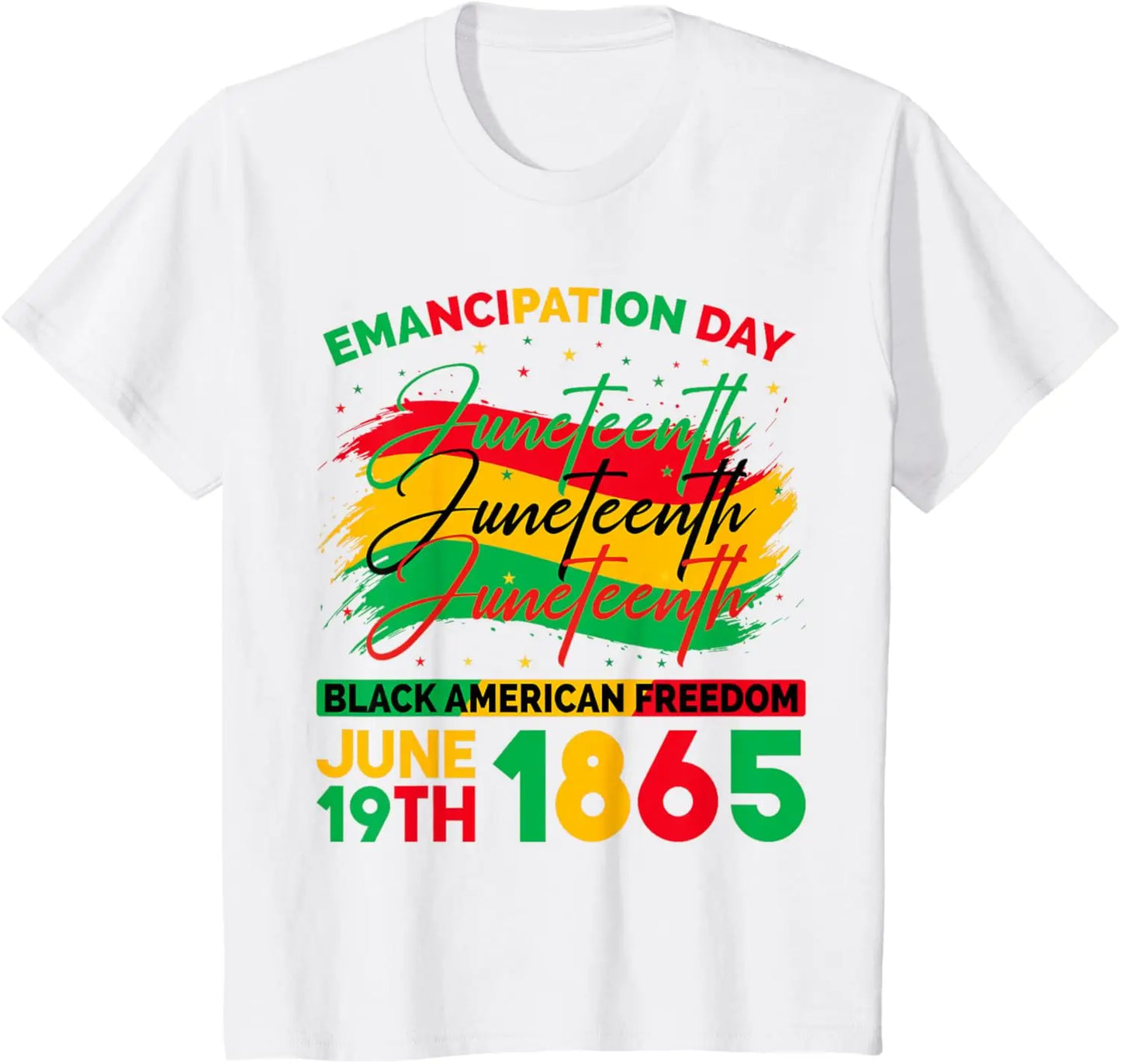 "Juneteenth 1865 Black American Freedom" Emancipation Day T-Shirt Men Women Fashion June 19th Celebration Tees Gifts