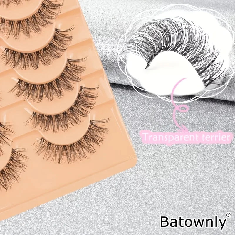 10 pairs of false eyelashes, naturally thick and curled 3D transparent shaft human hair, 6-15mm comfortable and soft