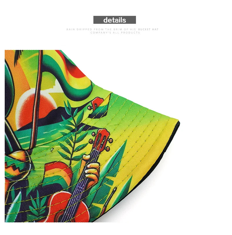 Bocca Rasta Styles Bucket Hat Juneteenth Bob Marley Cartoon Fisherman Hats Reversible Panama Cap Caps For Men And Woman Outdoor