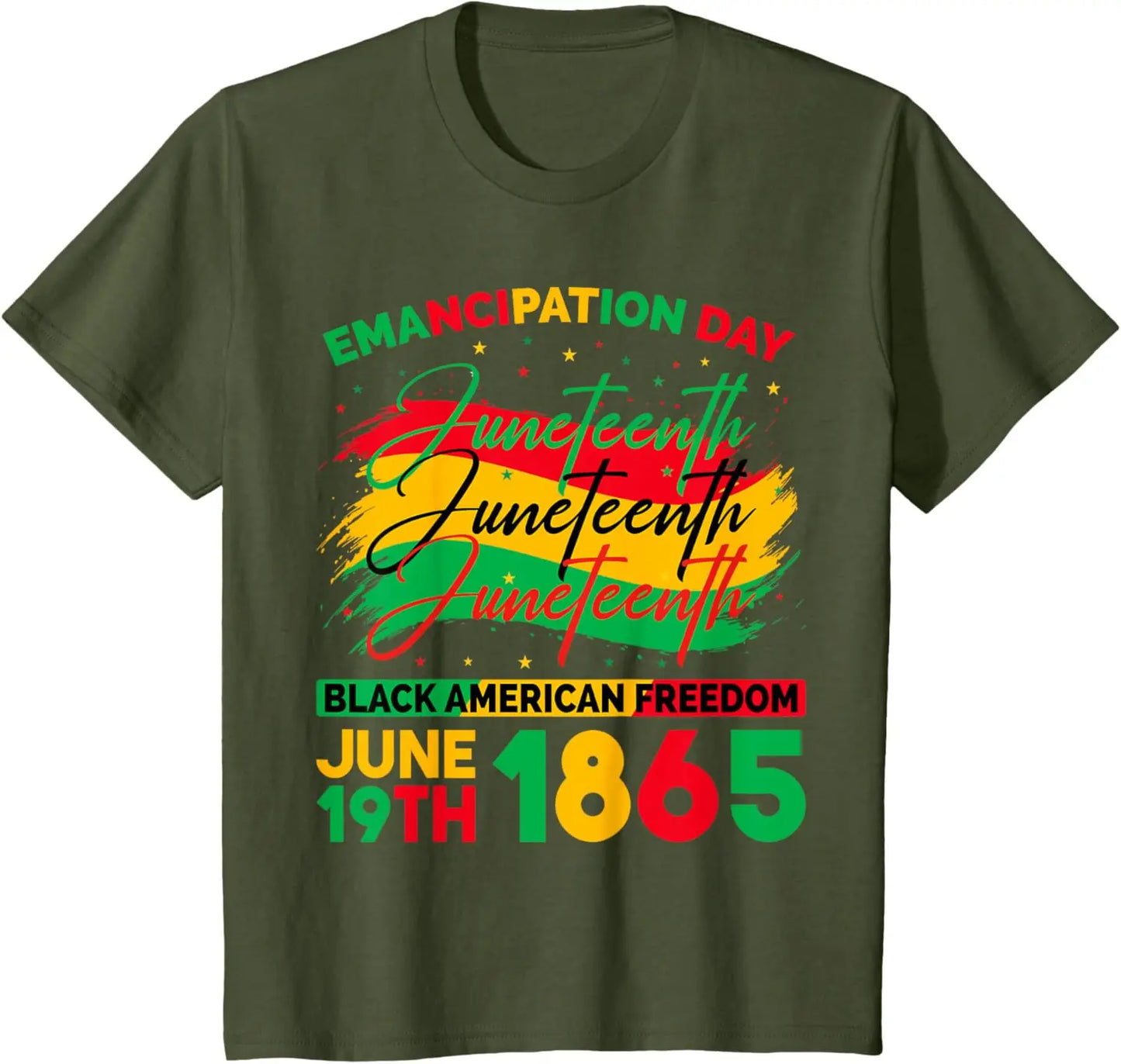 "Juneteenth 1865 Black American Freedom" Emancipation Day T-Shirt Men Women Fashion June 19th Celebration Tees Gifts