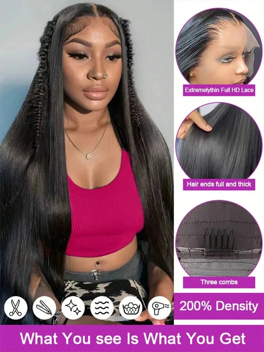 Straight Lace Front Wigs Human Hair HdLace Frontal Wig Straight Human Hair Wig Glueless StrClosure Wig