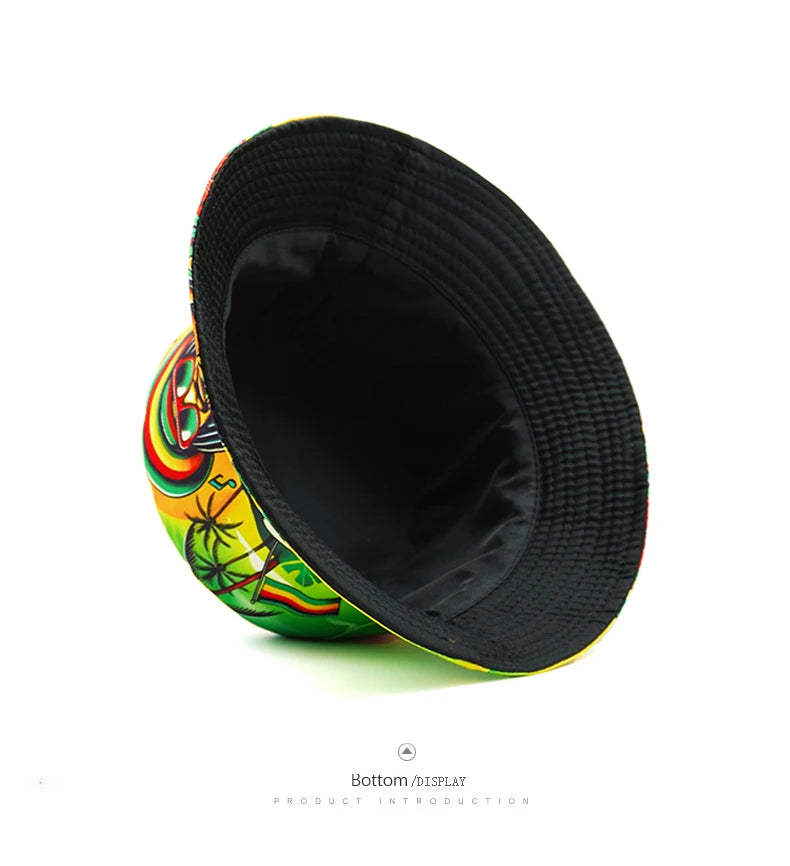 Bocca Rasta Styles Bucket Hat Juneteenth Bob Marley Cartoon Fisherman Hats Reversible Panama Cap Caps For Men And Woman Outdoor