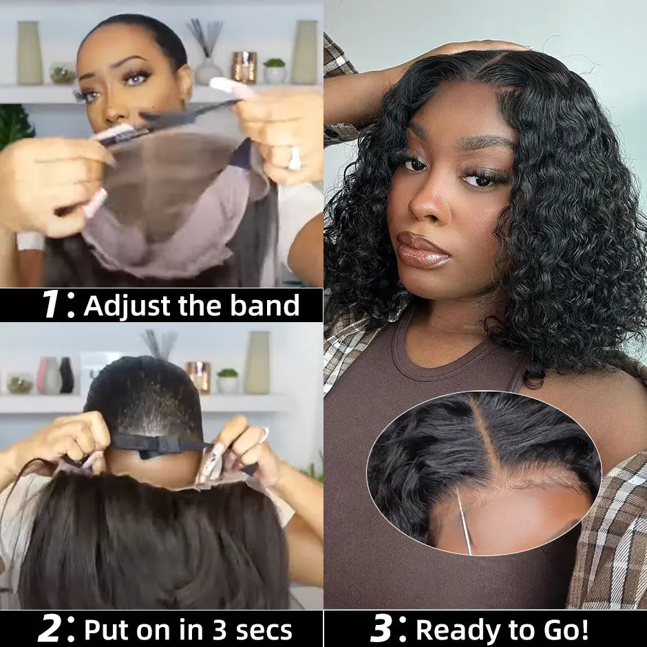 YAWAWE Glueless Wig Prebleached Knots Real Scalp Preplucked hairline Ready To Wear Go Wigs Precut Lace Water Wave Glueless Wigs