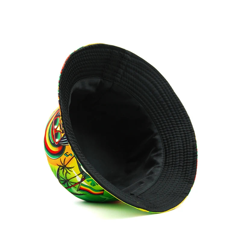 Bocca Rasta Styles Bucket Hat Juneteenth Bob Marley Cartoon Fisherman Hats Reversible Panama Cap Caps For Men And Woman Outdoor