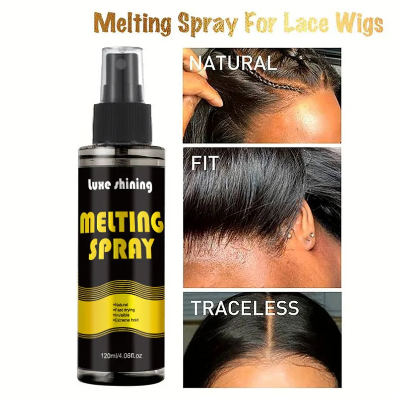 120Ml Lace Melting Spray Seamless Finish Glue Spray Wig Melting Spray & Hair Adhesive For Lace Wigs Strong Invisible Lace Glue