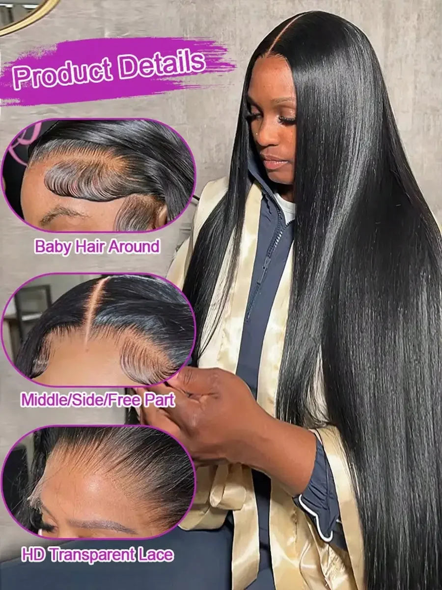 Straight Lace Front Wigs Human Hair HdLace Frontal Wig Straight Human Hair Wig Glueless StrClosure Wig