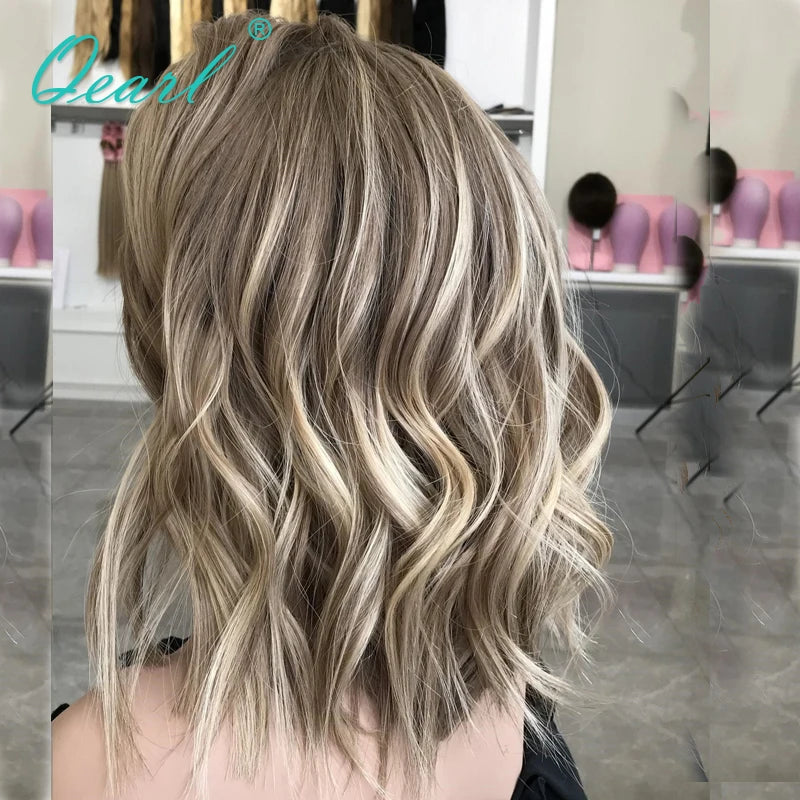 Wigs Human Hair Natural Loose Wavy Glueless Lace Frontal Wig Ash Blonde Light Brown 13x4 Short Bob Women Lace Wig Sale Qearl