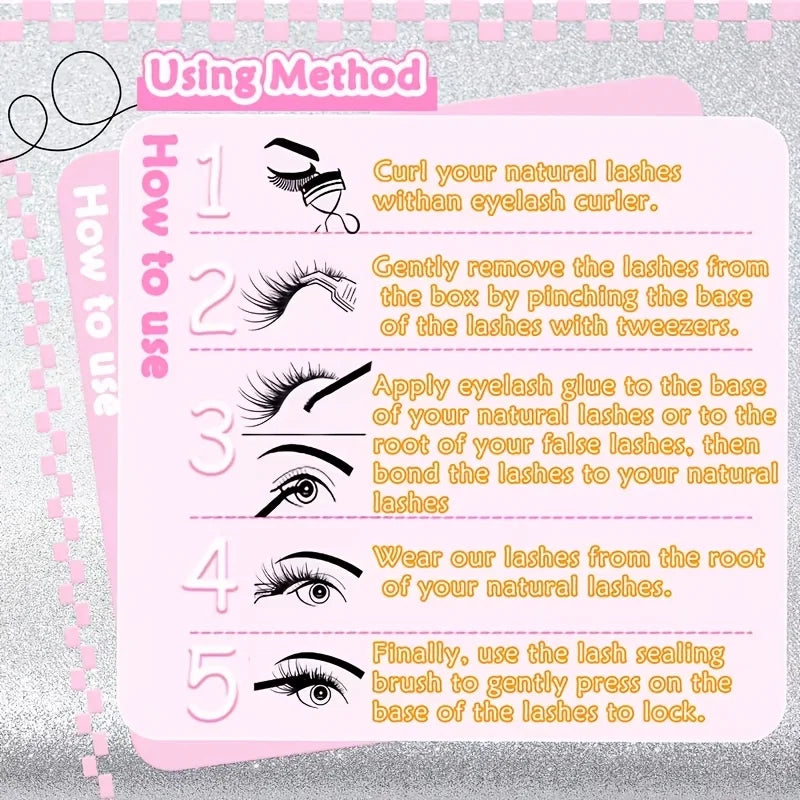 10 pairs of false eyelashes, naturally thick and curled 3D transparent shaft human hair, 6-15mm comfortable and soft