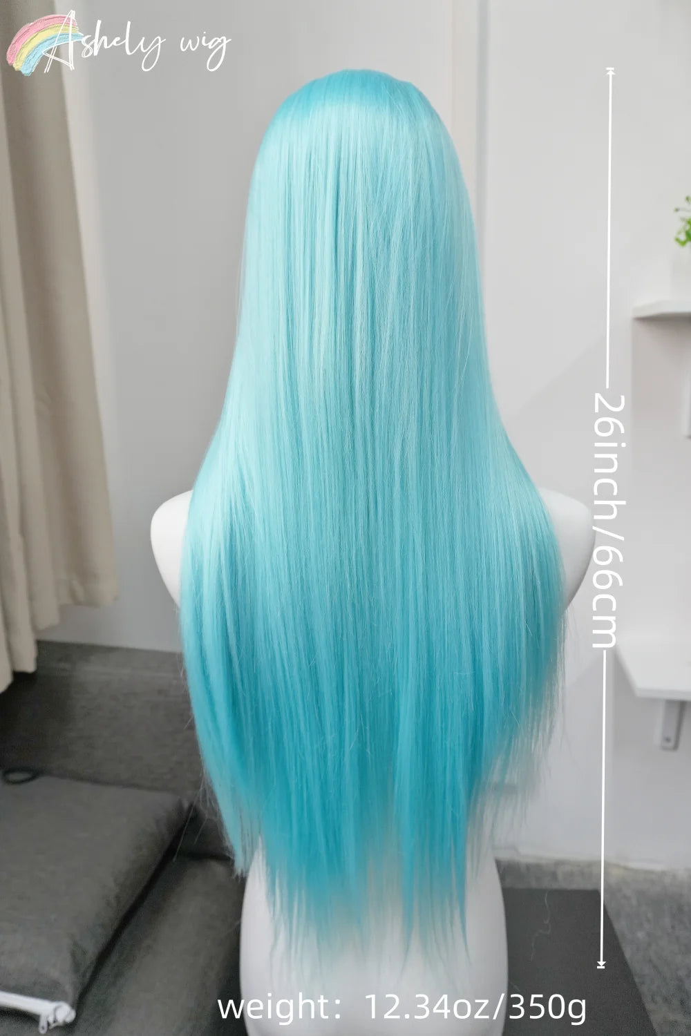 Lake Blue Lace Front Wig for Women 13x4 26inch Long Straight Hair Wig Synthetic Lace Wigs Lolita Cosplay Wigs Pelucas De Mujer